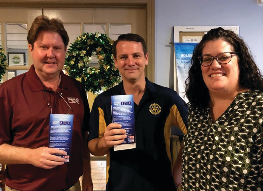 Pictured left to right Greg Gunter, Coordinator United Way, Grayson Hicks, Rotary President and Lisa Sands, Manager United Way.